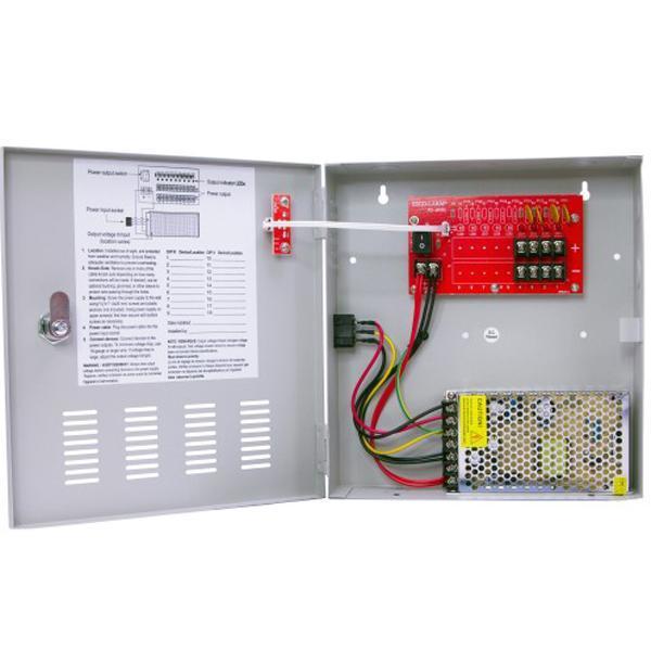Seco-Larm Switching CCTV Power Supply. 4 Outputs, 5 Amps, PTC fuses, individual status LEDs for eac SLM-PC-U0405-PULQ